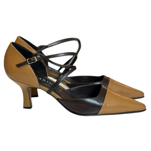 NIB 90s Vintage Marino Boutique Caramel Java Heels - 8 - Picture 2 of 11